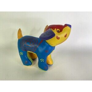 Excite Dog Puppy Multicolor Colorful Pleather Faux Plush Stuffed Animal Toy